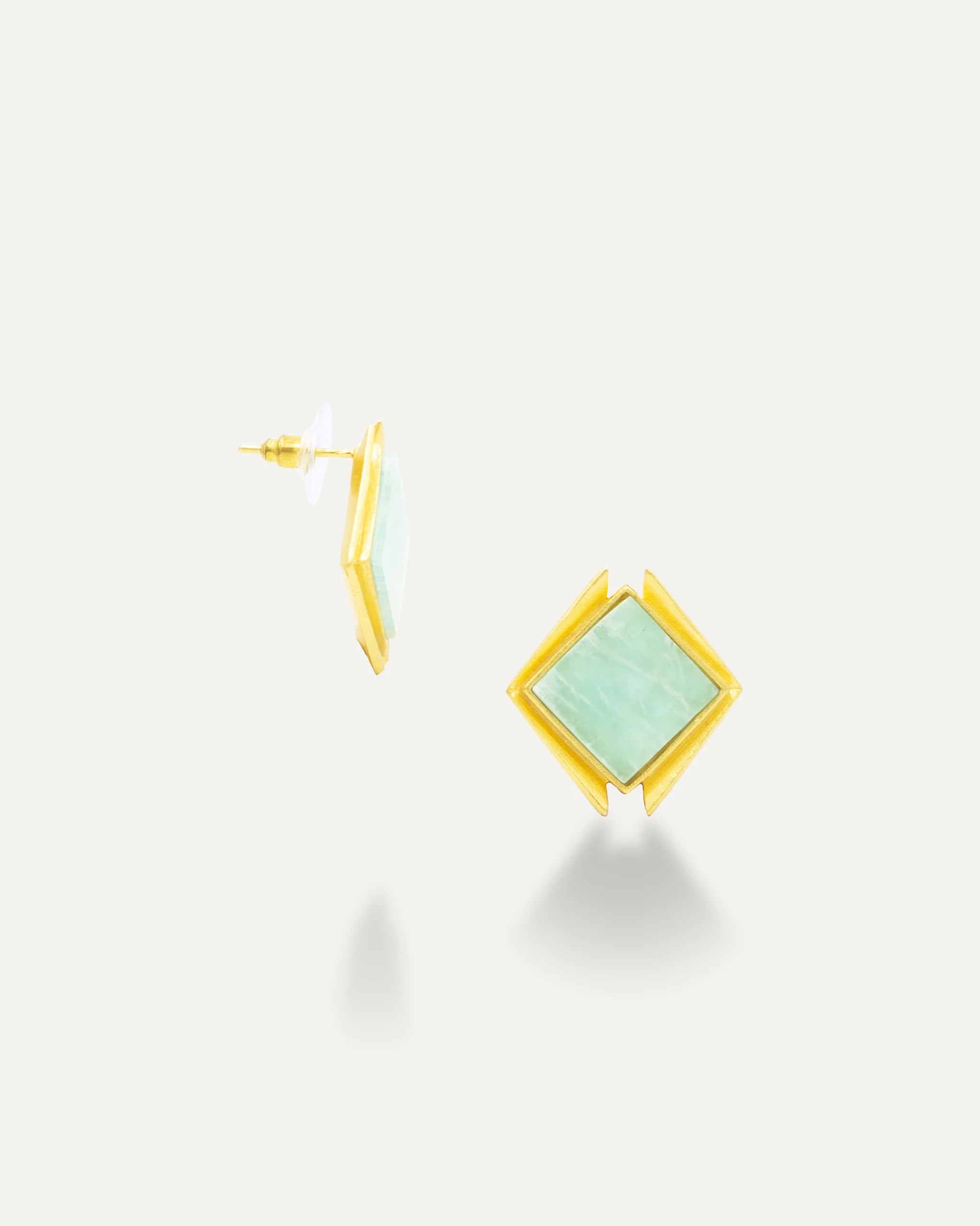 Pendientes Dorados Kanu Amazonita